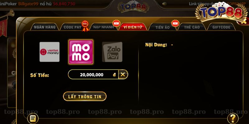 Hướng Dẫn Nạp Tiền Top88 Bằng Ví Điện Tử Momo Chi Tiết Nhất 1 Hướng Dẫn Nạp Tiền Top88 Bằng Ví Điện Tử Momo Chi Tiết Nhất